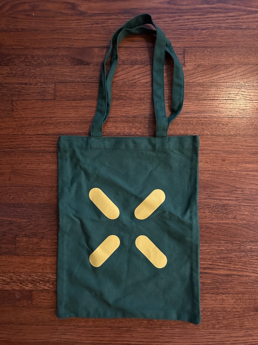 Green Canvas Tote with Yellow Graphic